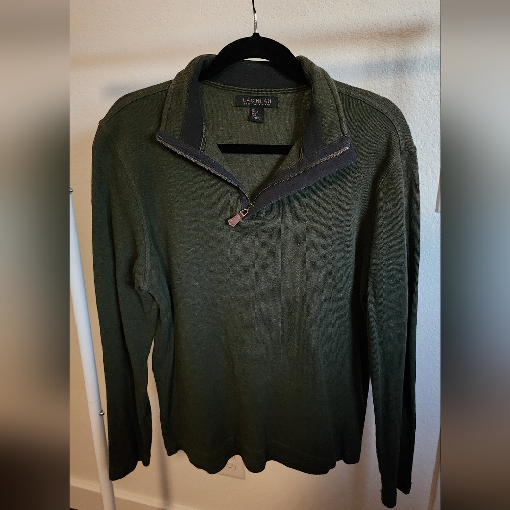 Men's Dark Olive Half-Zip Sweater